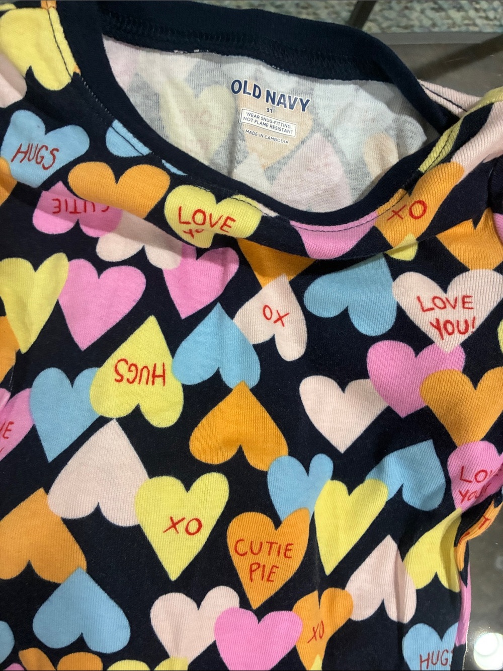 Old Navy Kids' Navy Heart-Print Pajama set- Multicolor